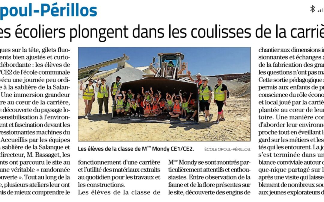 Visite pédagogique de la carrière à Salses avec les élèves d’Opoul-Périllos